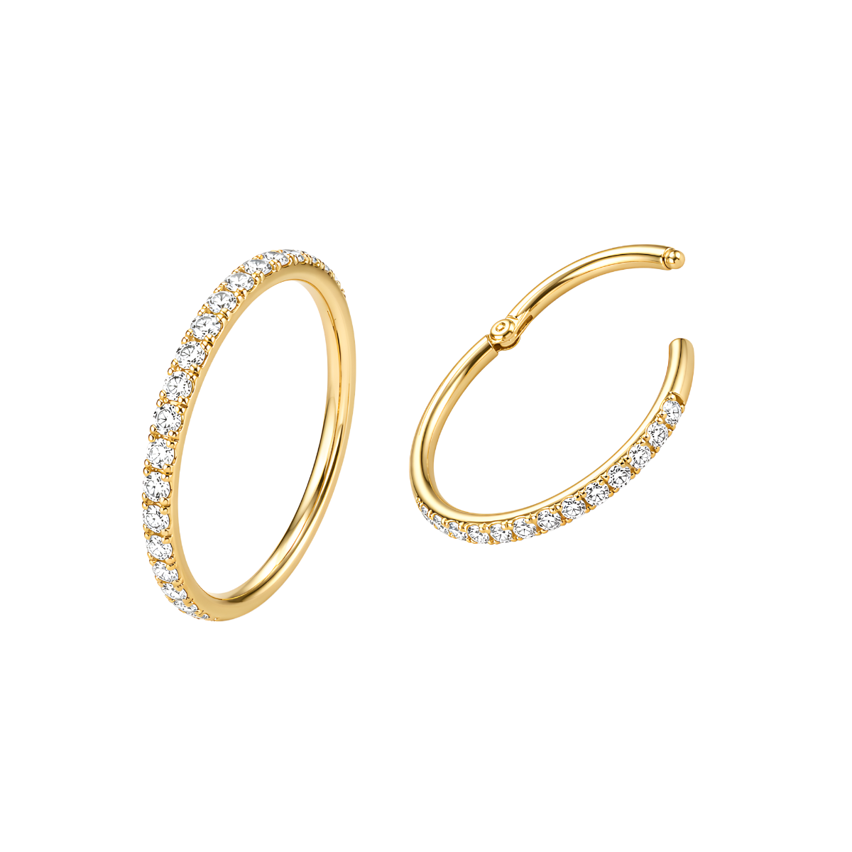9K Gold Eternity CZ Hinged Clicker 16G | Solid Gold | SEG117-9K