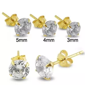 14K Yellow Gold CZ Ear Stud
