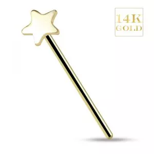 14K Yellow Gold Star Straight Nose Stud