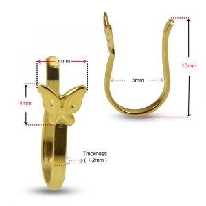 9K Yellow Gold Butterfly Fake Non Piercing Cuff Jewelry