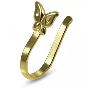 9K Yellow Gold Butterfly Fake Non Piercing Cuff Jewelry