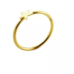 14K Gold Star Open Hoop Nose Ring