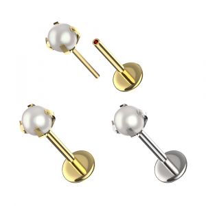 316L Surgical Steel Pearl Top Threadless Pin Tragus Top With Labret