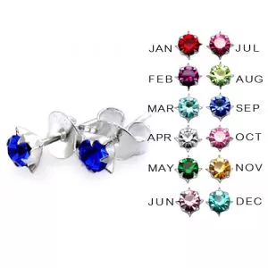 3MM Star Set Birthstone Earring