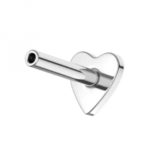 925 Sterling Silver 16 Gauge Heart Base Design Push Fit Labret - Accessories