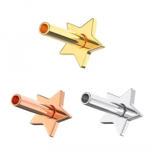 925 Sterling Silver 16 Gauge Internally Threaded Star Design Base Labret Accessories