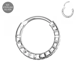 925 Sterling Silver Textured Laser Cut Hoop Earring