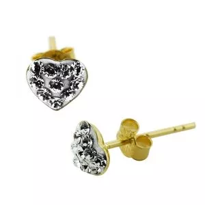 9K Gold Multi Jeweled Heart Ear Stud