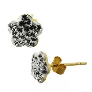 9K Gold Multi Jeweled Flower Ear Stud