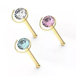 9K Gold Ball End Jeweled Coil Nose stud