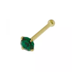 9K Gold Emerald Jeweled Nose Bone