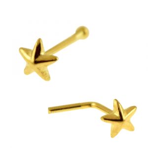9K Solid Gold 3D Star Nose Studs