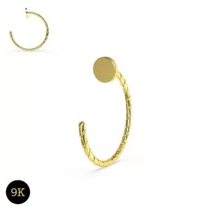 9K Gold Button Top Open Nose Hoop Laser Cut Ring