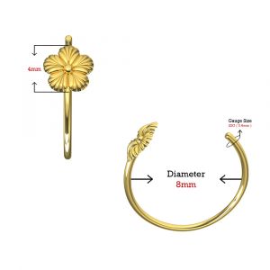 9K Yellow Gold Flower Open Hoop Nose Stud