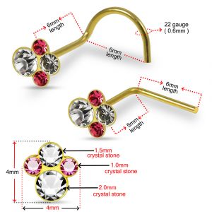 9K Gold White And Pink CZ Jeweled Nose Stud