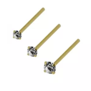 9K Gold Straight end Jeweled Nose Stud