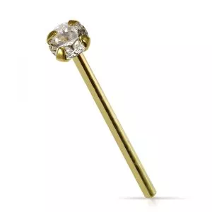9K Gold CZ Jeweled Straight Nose Stud