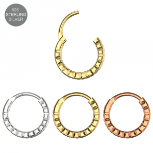 925 Sterling Silver Textured Laser Cut Hoop Earring