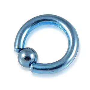 Surgical Steel Aqua Anodized BCR ring with Ball