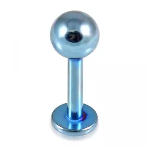 Aqua Anodized Labret Piercing with Top Ball