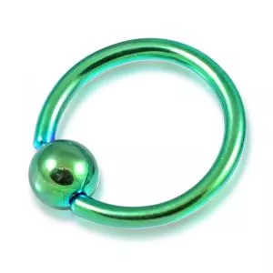 Surgical Steel Green Anodized BCR ring with Ball