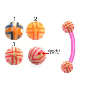 Bio Flex Eyebrow Banana With Hand Painted Multi Color UV Balls