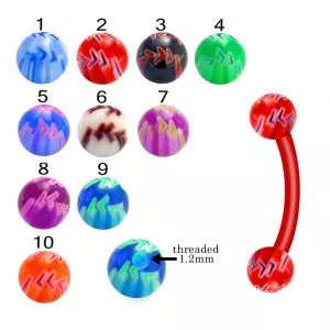 Bio Flex Eyebrow Banana With Hand Painted Colorful Arrow Design UV Balls
