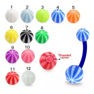 Acrylic UV Navel Banana Bar Ring With UV Ball