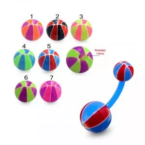 Bio Flex Banana Belly Bar With Mix Color Basketball Printed UV Balls