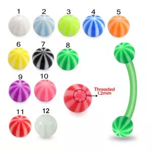 UV Pink Eyebrow Banana Bar With Mix Color UV Balls