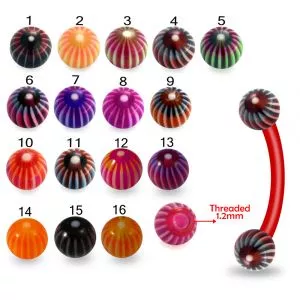 Bio Flex Eyebrow Banana With Multi Color Stripe UV Balls