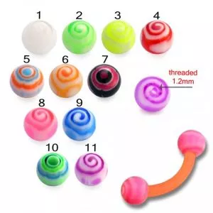 Bio Flex  Eyebrow Banana With Fancy Spiral Printed UV Balls