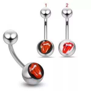 316L Surgical Steel Curved Belly Banana with Tongue Logo