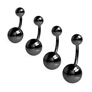 16G Black Anodized Plain Ball Belly Banana