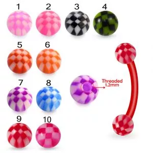Bio Plast Eyebrow Banana With Mixed Checkered Color UV Fancy Ball
