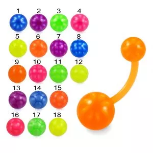 Bio Flex Banana Belly Bar With Fancy Color UV Balls