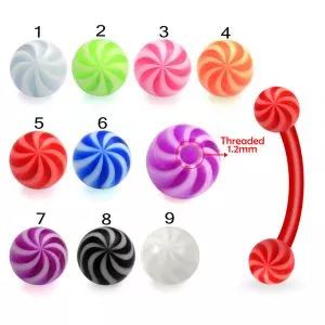 UV-Acrylic Bio Flex Eyebrow Banana With UV Fancy Beach Balls