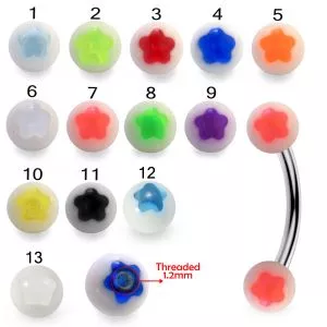 316L Surgical Steel Eyebrow Banana With Star UV Balls