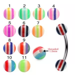 316L Surgical Steel Eyebrow Banana With Marble Acrylic UV Balls