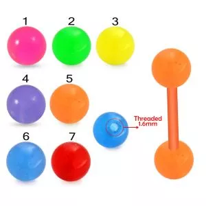 Bio Flex Length Tongue Barbell With Plain UV Balls