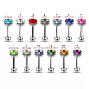 Tongue Barbell with Jeweled Half Ball