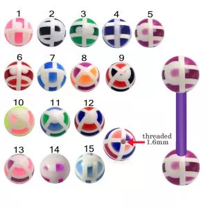 Bio Flex Tongue Barbell With Mix Color UV Balls