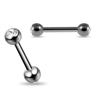 16G G23 Titanium Straight Barbell with CZ Ball