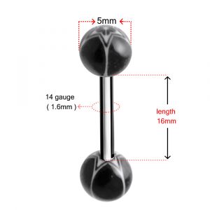 Straight Bar with Black Star UV Balls