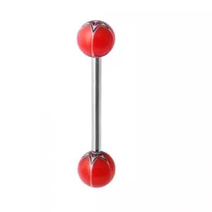 Straight Barbell with Red Tribal Star UV Balls 