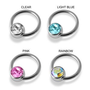 316L Surgical steel Jeweled BCR ring