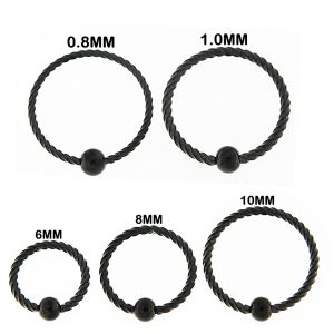 Flexible Black PVD Surgical Steel Twisted BCR Piercing