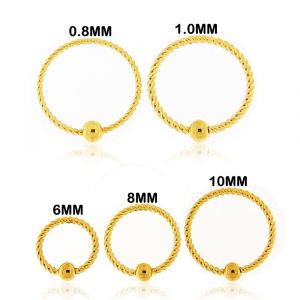 Flexible Gold PVD Surgical Steel Twisted BCR Piercing