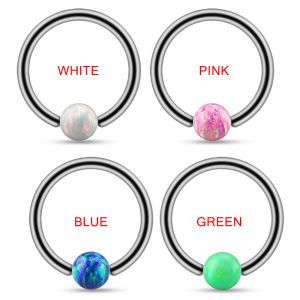 Surgical Steel BCR Piercing with Opal Ball