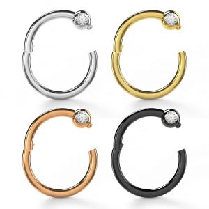 Surgical Steel BCR Clicker with CZ Stone Piercing Ring